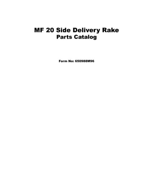 AGCO 20 Rake (side delivery) Parts Book 650988M96 English