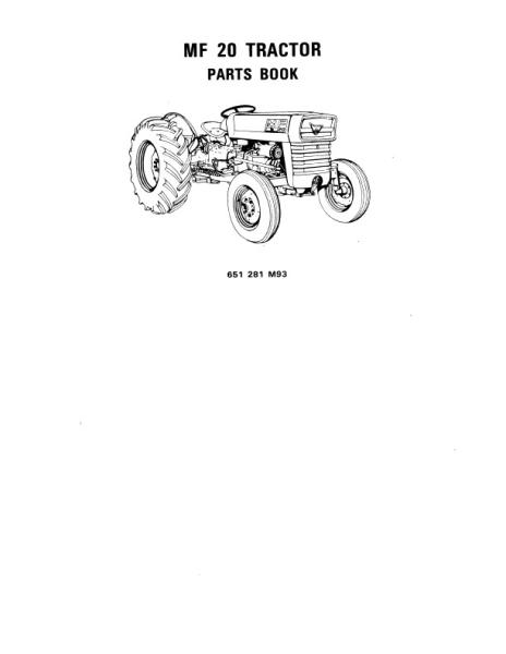 AGCO 20 Turf Utility Tractor Parts Book 651281M93 Multiple