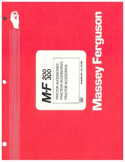 AGCO 200 Series 300 Series Tractor Accessories Parts Book 819769M1 English