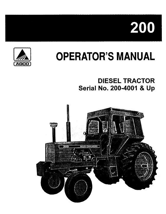 AGCO 200 Tractor (eff sn 4001) Operator Manual 70257211 English