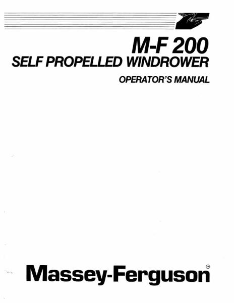 AGCO 200 Windrower (1991) Operator Manual 1449686M1 English