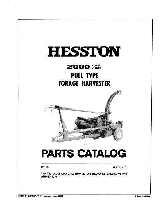 AGCO 2000-100 2000-150 Harvester (pull-type) Parts Book 700701478 English