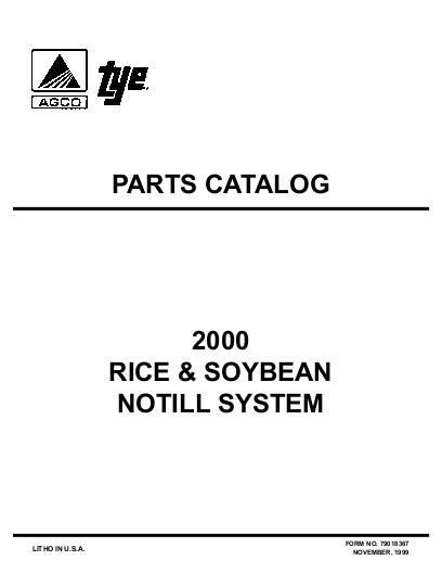 AGCO 2000 Series NoTill System (rice & soybean, 2000) Parts Book 79018367 English
