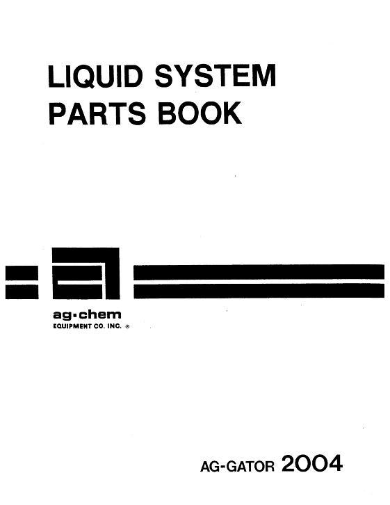 AGCO 2004 AgGator (liquid system) Parts Book AG051478C English