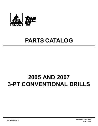 AGCO 2005 2007 Drill (3 point, conventional, 1997) Parts Book 79017452 English