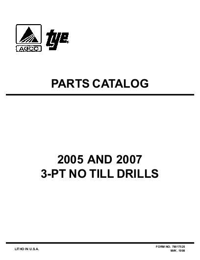 AGCO 2005 2007 Drill (3 point, no till, 1997) Parts Book 79017525 English