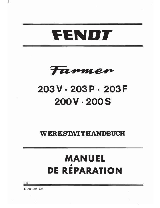 AGCO 200V 200S 203F 203P 203V Farmer Tractor Service Manual 72381538 German