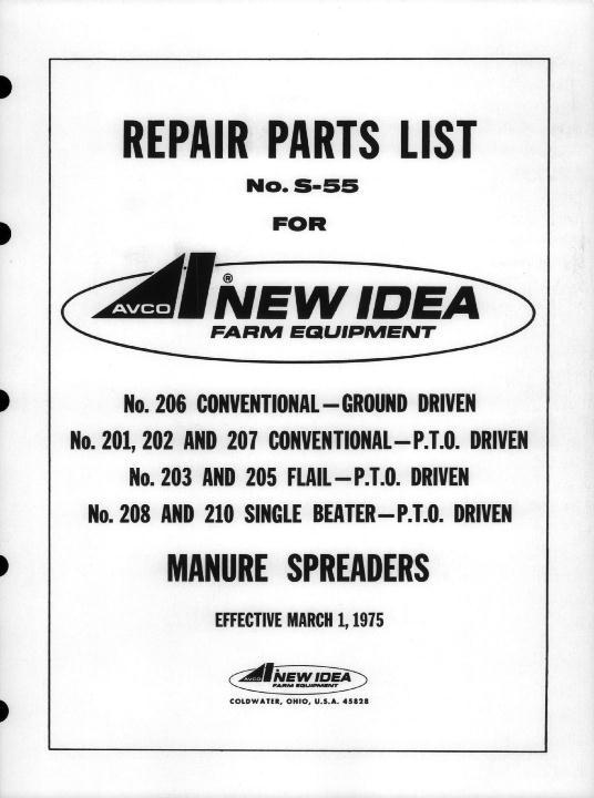 AGCO 201 202 203 205 206 207 208 210 Manure Spreader Parts Book 986340 English