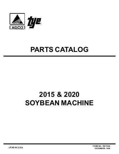 AGCO 2015 2020 Soybean Machine Drill (1997) Parts Book 79017460 English