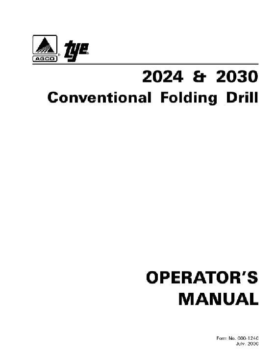 AGCO 2024 2030 Drill (conventional, folding, 2000) Operator Manual 000-1240 English