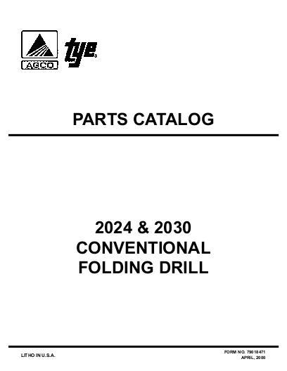 AGCO 2024 2030 Drill (conventional, folding, 2000) Parts Book 79018471 English