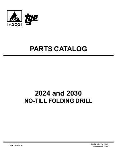 AGCO 2024 2030 No Till Drill (folding, 1998) Parts Book 79017745 English