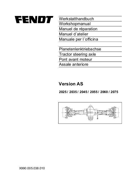 AGCO 2025 2035 2045 2055 2060 2075 Steering Axle (type AS) Service Manual 72420409 English