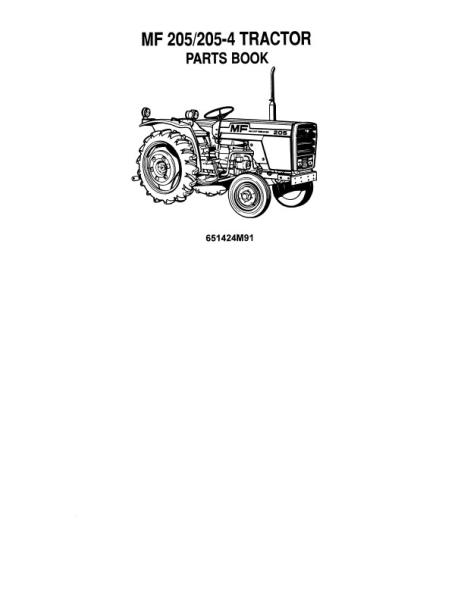 AGCO 205 205-4 Compact Tractor Parts Book 651424M91 English