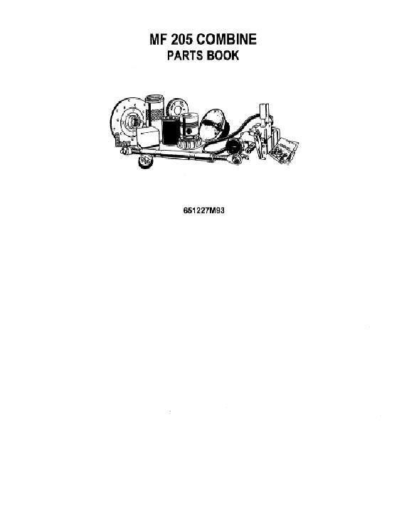 AGCO 205 Self Propelled Combine Parts Book 651227M93 English