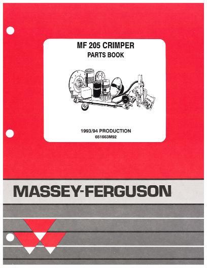 AGCO 205C Crimper Parts Book 651663M92 English