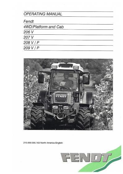 AGCO 206V 207V 208V-P 209V-P Tractor (eff xxx 22 2001) Operator Manual 72420645 English