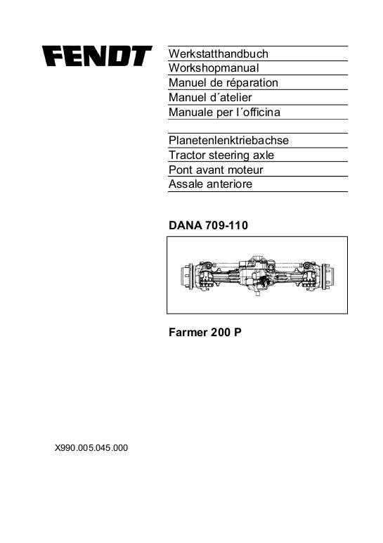 AGCO 208P 209P Tractor (4 wheel drive front axle section) Service Manual 72429904 Multiple