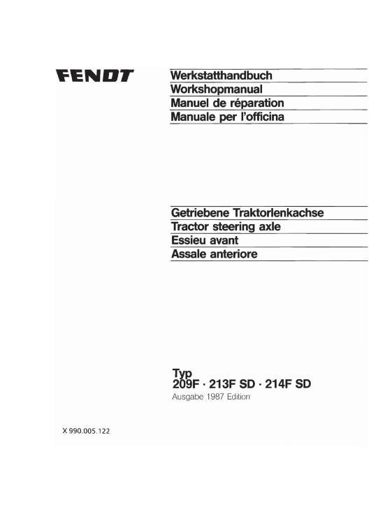 AGCO 209F 213F 214F Farmer Tractor Steering Axle (section) Service Manual 72381590 Multiple