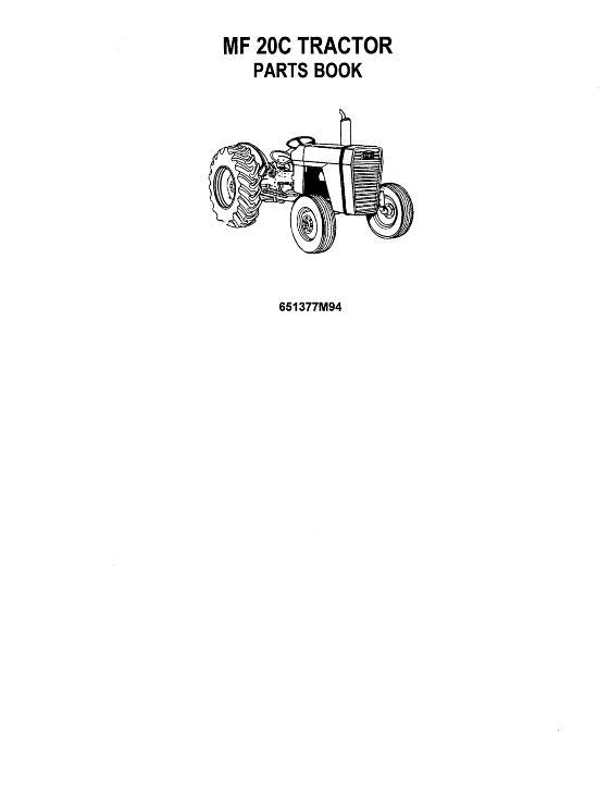 AGCO 20C Tractor Utility Tractor Parts Book 651377M94 English