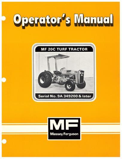 AGCO 20C Turf Tractor (eff sn 9A349200) Operator Manual 1449034M1 English