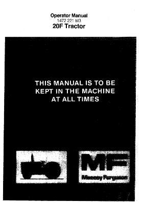 AGCO 20F Turf 210F Utility Tractor Operator Manual 1472221M3 English
