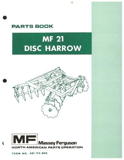 AGCO 21 Disc Harrow Parts Book 651175M95 English