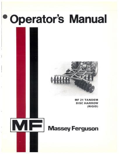 AGCO 21 Tandem Disc Harrow (rigid) Operator Manual 1448292M1 English
