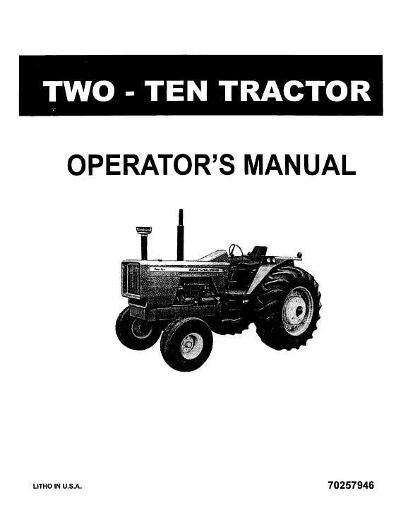 AGCO 210 Tractor Operator Manual 70257946 English