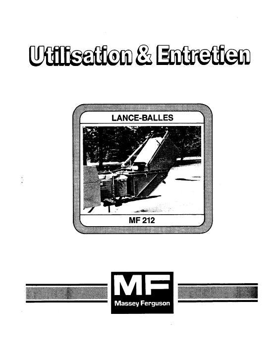 AGCO 212 Bale Thrower Operator Manual 1449056F3 French