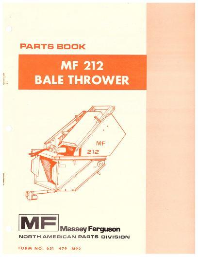 AGCO 212 Bale Thrower Parts Book 651479M92 English