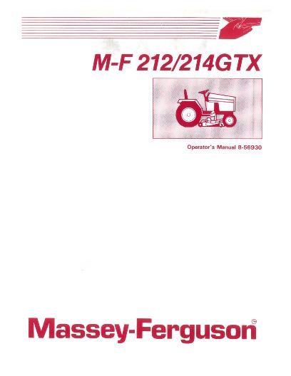 AGCO 212GTX 214GTX Lawn Tractor Operator Manual 1449643M1 English