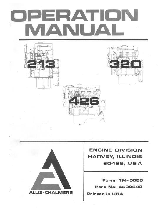 AGCO 213 320 426 Diesel Engine Operator Manual 74530692 English