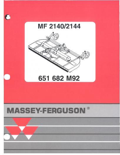 AGCO 2140 2144 Mower (rear mount) Parts Book 651682M92 English