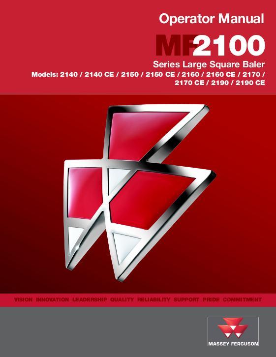 AGCO 2140 2150 2160 2170 2190 Baler Operator Manual 700734990E English