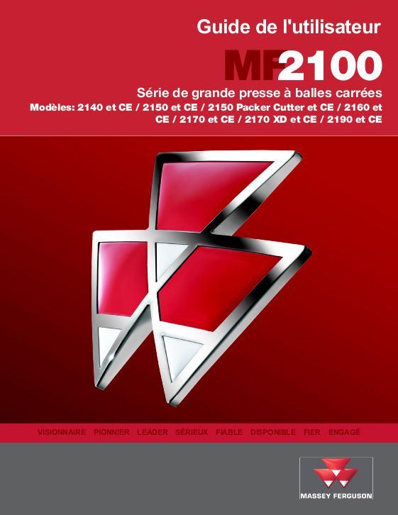 AGCO 2140 2150 2160 2170 2190 Big Baler Operator Manual 700734784D French