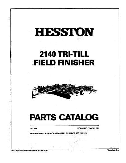 AGCO 2140 Tri-Till Field Finisher Parts Book 700702691 English