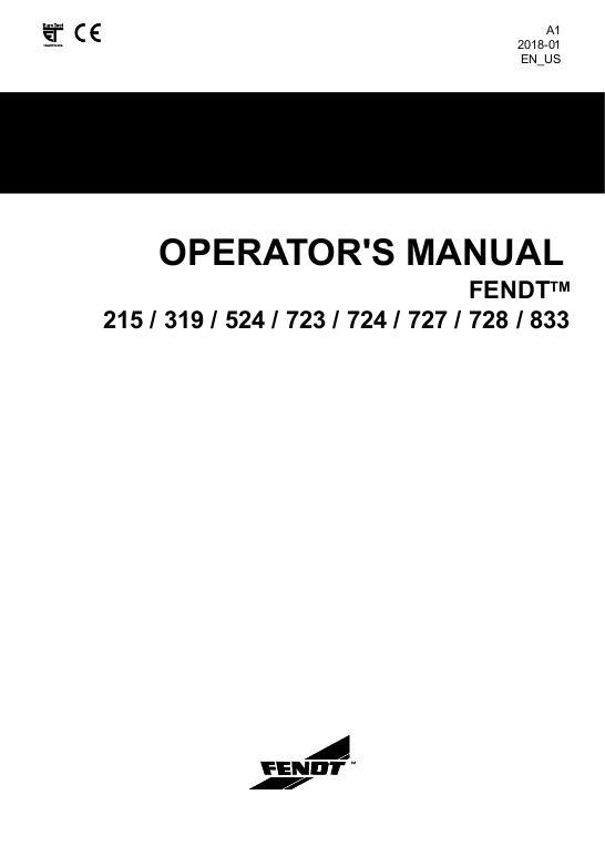 AGCO 215 319 524 723 724 727 728 833 Loader Operator Manual ACT0044480 English