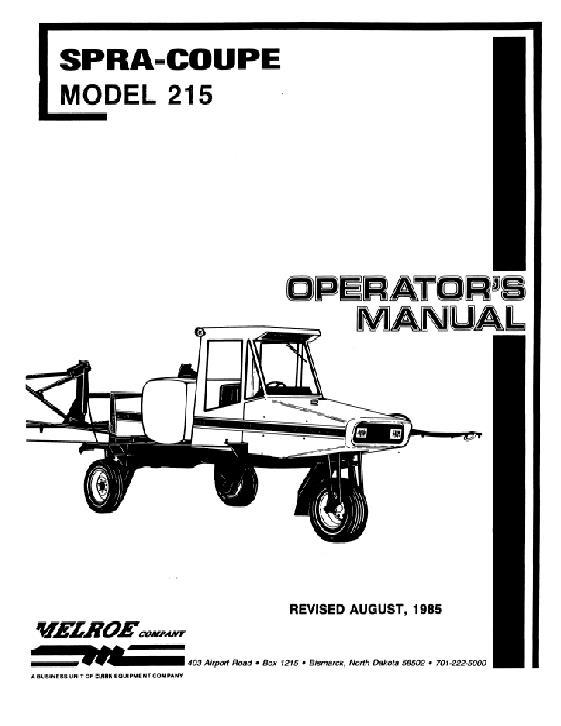 AGCO 215 Sprayer Operator Manual 6619968 English