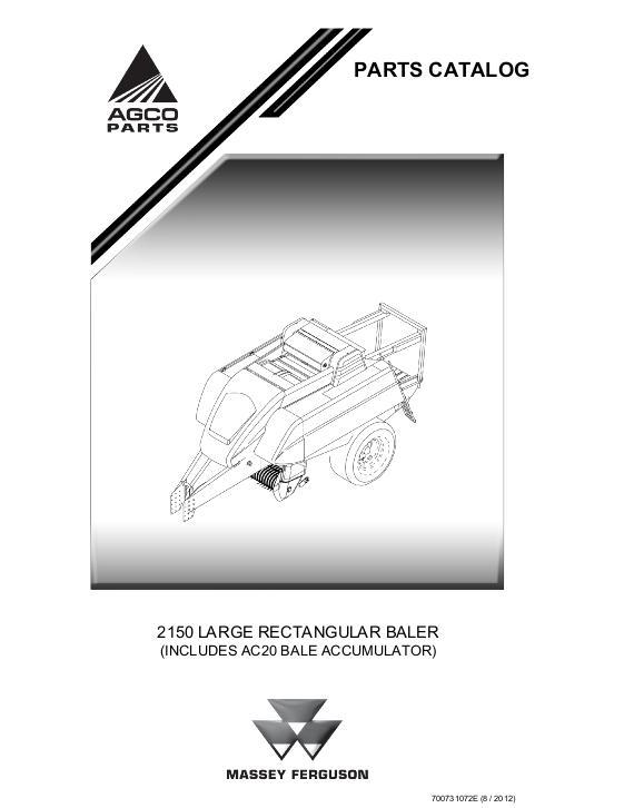 AGCO 2150 Baler AC20 Bale Accumulator Parts Book 700731072E English