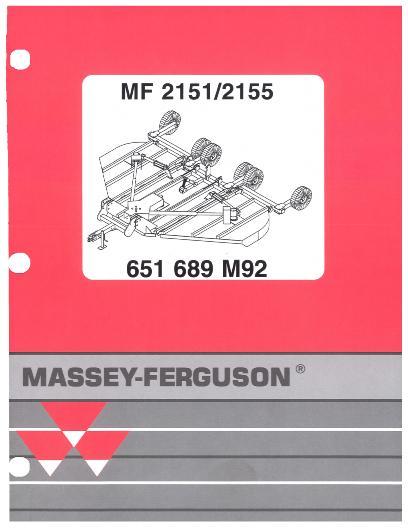 AGCO 2151 2155 Rotary Cutter Parts Book 651689M92 English