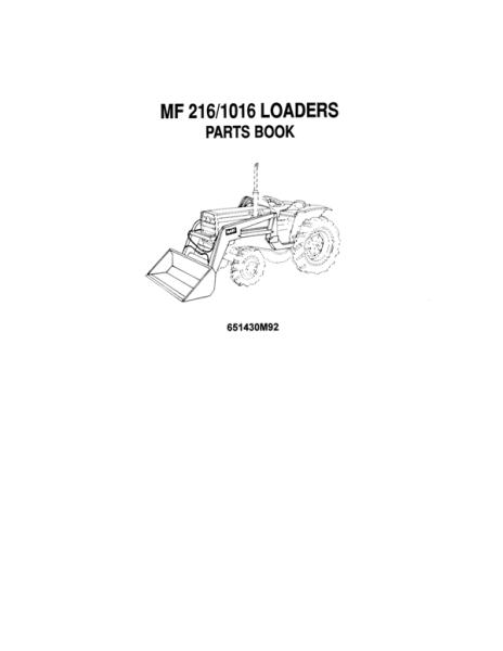 AGCO 216 1016 Loader Parts Book 651430M92 English