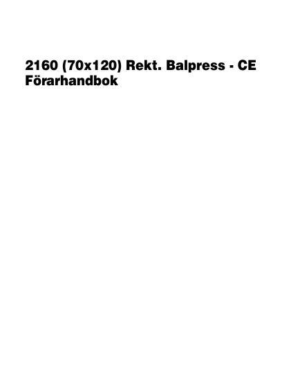 AGCO 2160 Baler (CE) Operator Manual 700730974D Swedish