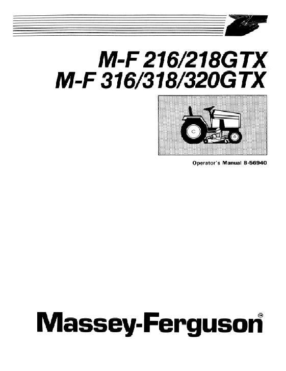 AGCO 216GTX 218GTX 316GTX 318GTX 320GTX Lawn Tractor Operator Manual 1449644M1 English