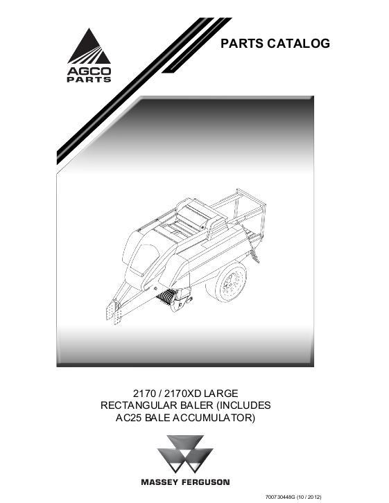 AGCO 2170 2170XD Baler AC25 Bale Accumulator Parts Book 700730448G English