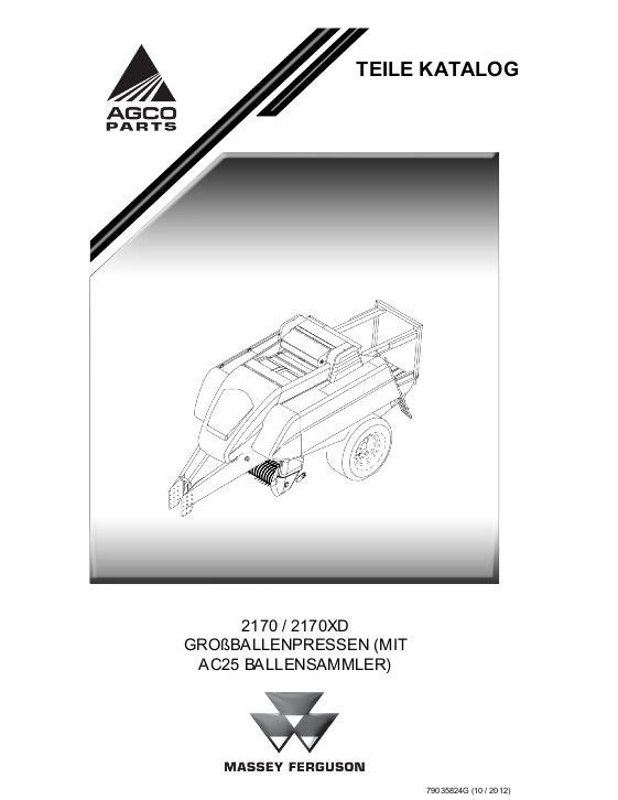 AGCO 2170 2170XD Baler AC25 Bale Accumulator Parts Book 79035824G German