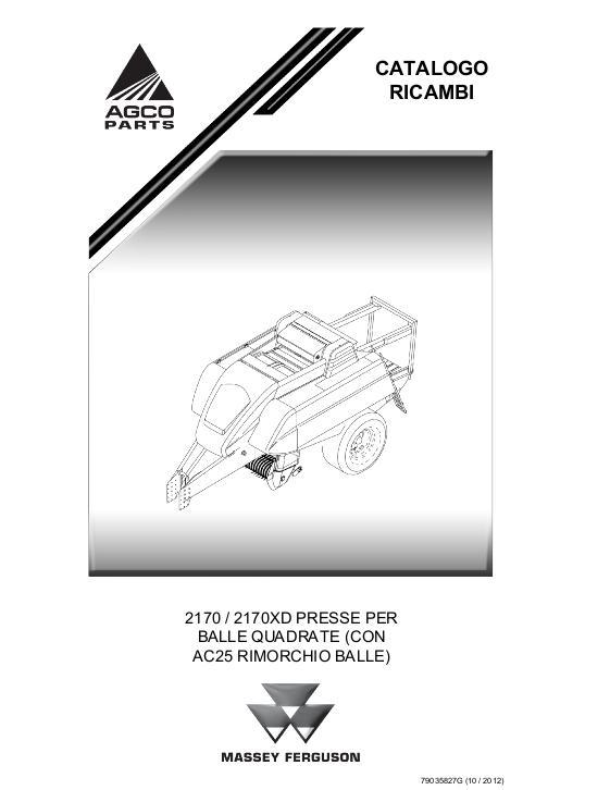 AGCO 2170 2170XD Baler AC25 Bale Accumulator Parts Book 79035827G Italian