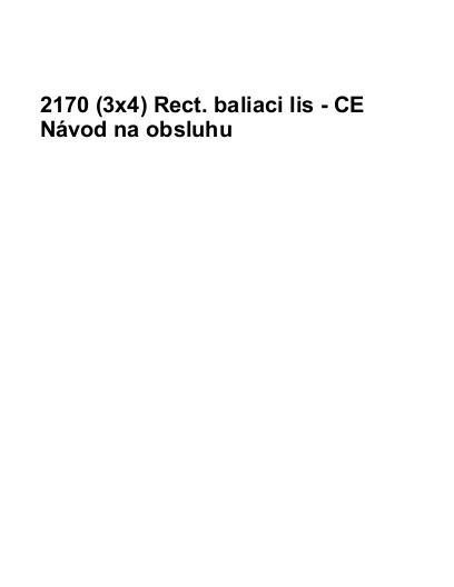AGCO 2170 Baler (CE) Operator Manual 700731140C Slovakian