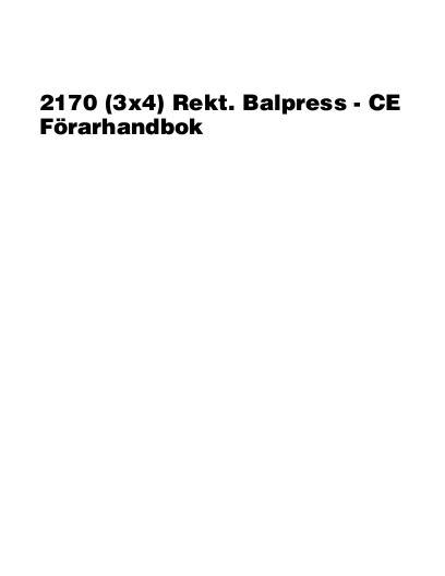 AGCO 2170 Baler (CE) Operator Manual 700731142C Swedish