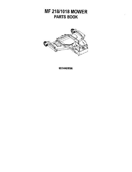 AGCO 218 1018 Mower Parts Book 651440M96 English
